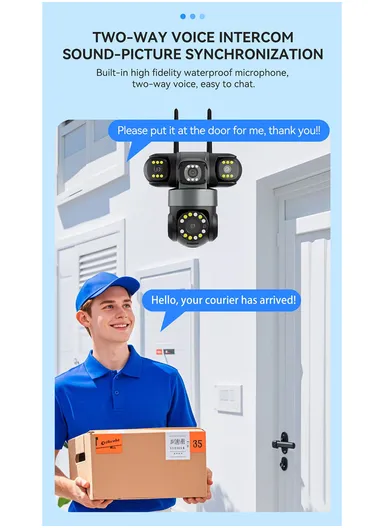 THREE-CAMERA THREE-SCREEB 2.0MP 3-Lens PTZ Wi-Fi Security Camera (App: V380 Pro) QD20