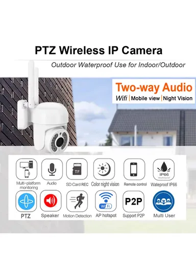 4.0MP Waterproof Smart PTZ Mini Camera with Intrusion Alarm, Humanoid Tracing &amp; Multiple Night Modes (APP: ICSEE) Q5-40R