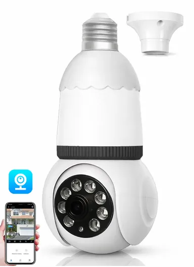 3.0MP E27 Light Bulb WiFi HD Security Camera PTZ Function with InfraRed Night Vision &amp; Motion Tracking (APP: V380 Pro) E27H/L