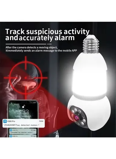 3.0MP E27 Light Bulb WiFi HD Security Camera PTZ Function with InfraRed Night Vision &amp; Motion Tracking (APP: V380 Pro) E27H/L
