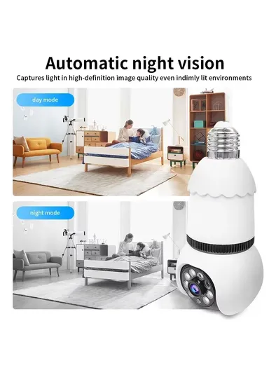 3.0MP E27 Light Bulb WiFi HD Security Camera PTZ Function with InfraRed Night Vision &amp; Motion Tracking (APP: V380 Pro) E27H/L