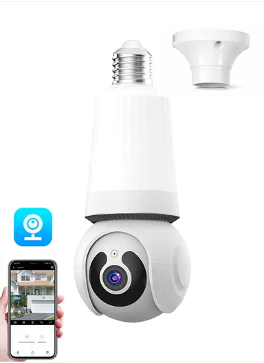 HD 3.0MP E26 Light Bulb PTZ Camera with Infra-Red Vision &amp; Motion Detection (App: V380 Pro) 