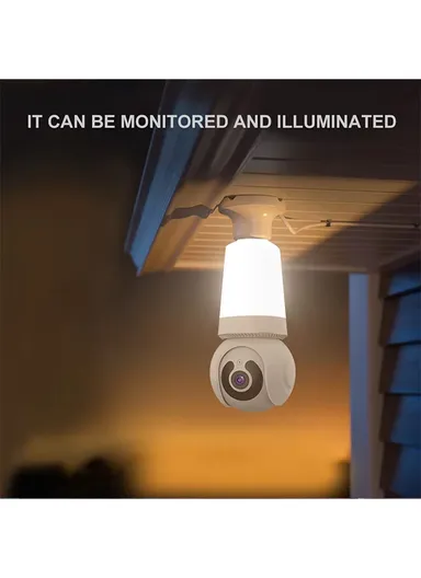 HD 3.0MP E26 Light Bulb PTZ Camera with Infra-Red Vision &amp; Motion Detection (App: V380 Pro) 