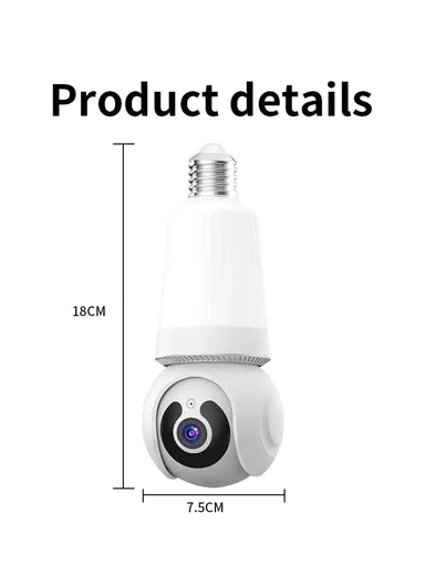 HD 3.0MP E26 Light Bulb PTZ Camera with Infra-Red Vision &amp; Motion Detection (App: V380 Pro) 