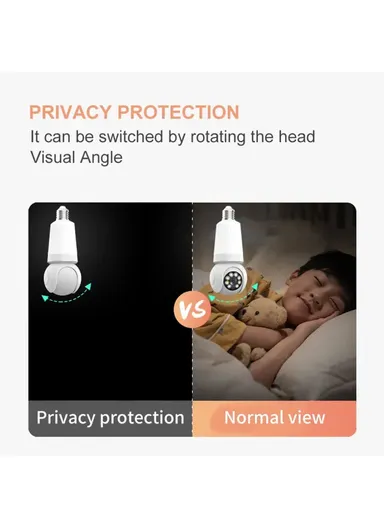 HD 3.0MP E27 Light Bulb PTZ Camera with Infra-Red Vision &amp; Motion Detection (App: V380 Pro) E27-H2
