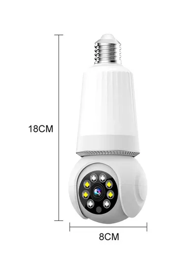 HD 3.0MP E27 Light Bulb PTZ Camera with Infra-Red Vision &amp; Motion Detection (App: V380 Pro) E27-H2