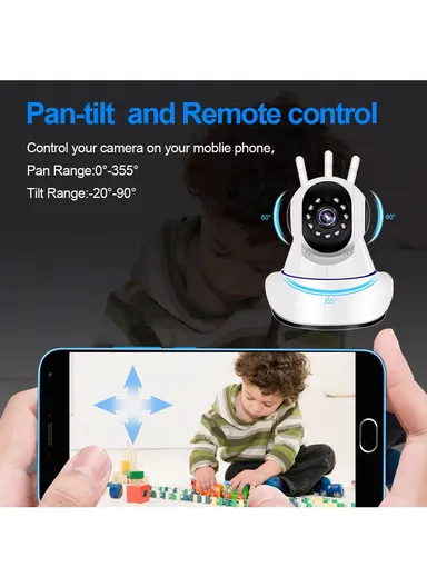 3.0MP Smart Head-Shaking WiFi Security Camera with Full-Color Night Vision, AI Human Tracking &amp; Two-Way Intercom (App: V380 Pro) Q5H 