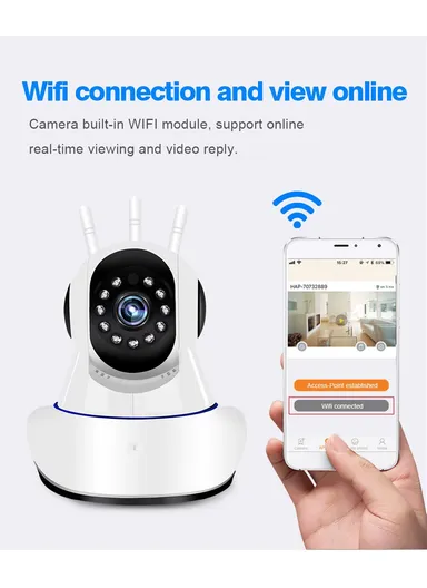 3.0MP Smart Head-Shaking WiFi Security Camera with Full-Color Night Vision, AI Human Tracking &amp; Two-Way Intercom (App: V380 Pro) Q5H 