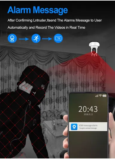 3.0MP Smart Head-Shaking WiFi Security Camera with Full-Color Night Vision, AI Human Tracking &amp; Two-Way Intercom (App: V380 Pro) Q5H 