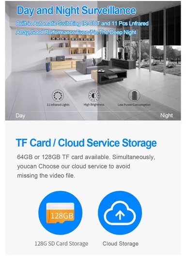 3.0MP Smart Head-Shaking WiFi Security Camera with Full-Color Night Vision, AI Human Tracking &amp; Two-Way Intercom (App: V380 Pro) Q5H 