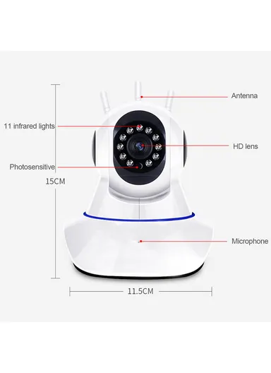 3.0MP Smart Head-Shaking WiFi Security Camera with Full-Color Night Vision, AI Human Tracking &amp; Two-Way Intercom (App: V380 Pro) Q5H 