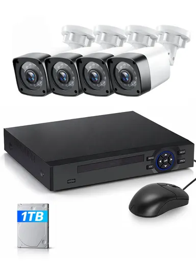 4-Channel 2.0MP AHD CCTV Kit With 1TB HDD Analog XVR Security Camera Kit (App: TSEYE) AHD8624-B1