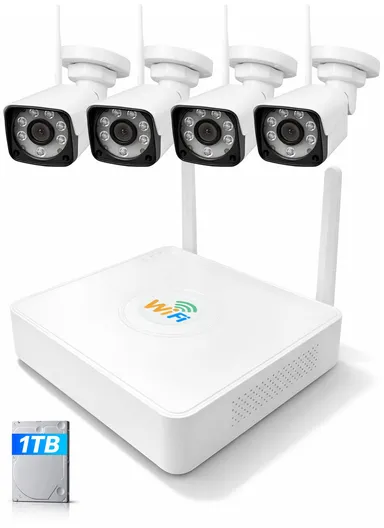 4-Channel 2.0MP Wi-Fi NVR Surveillance Camera Kit With 1TB HDD (App: TSEYE) WKS8724-C3