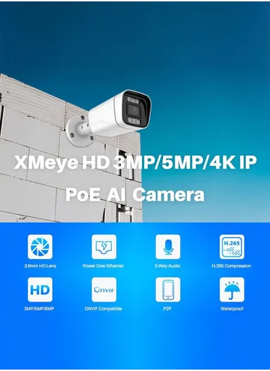 8CH 5.0MP PoE CCTV Kit Bullet &amp; Dome Cameras 6TB HDD (App: TSEYE) POE8858ES