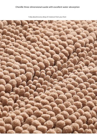 45x70 cm Chenille Bathroom Rug Mat, Thick &amp; thin, Absorbent Bath Rug Non-Slip Soft Plush Shaggy Bath Carpet Machine Wash Mats - Black