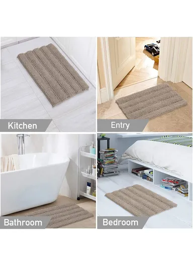 45x70 cm Chenille Bathroom Rug Mat, Thick &amp; thin, Absorbent Bath Rug Non-Slip Soft Plush Shaggy Bath Carpet Machine Wash Mats - Black