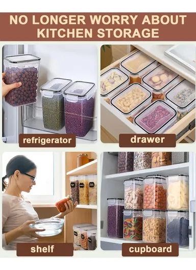 8-Pcs Plastic Lunch Box Set – Microwave, Freezer &amp; Dishwasher Safe Food Storage Containers C8-4