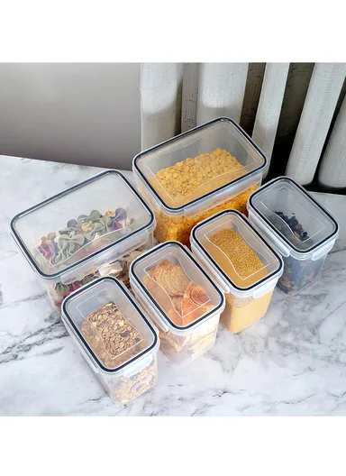 6-Pcs Plastic Lunch Box Set – Microwave, Freezer &amp; Dishwasher Safe Food Storage Containers C8-11