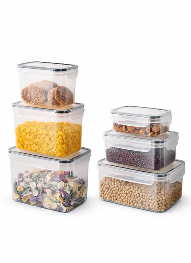 6-Pcs Plastic Lunch Box Set – Microwave, Freezer &amp; Dishwasher Safe Food Storage Containers C8-12