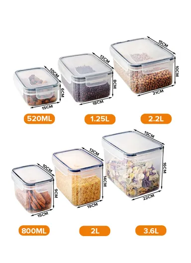 6-Pcs Plastic Lunch Box Set – Microwave, Freezer &amp; Dishwasher Safe Food Storage Containers C8-12