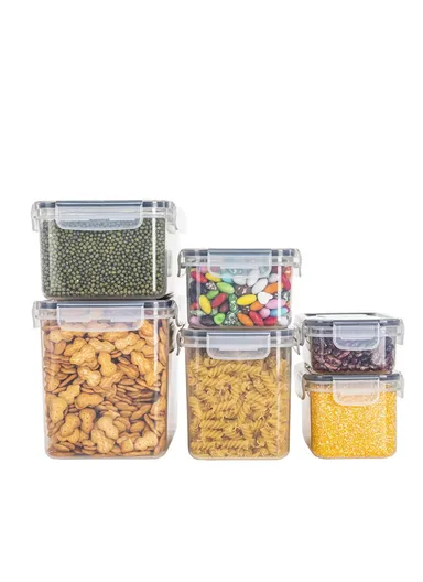 6-Pcs Plastic Lunch Box Set – Microwave, Freezer &amp; Dishwasher Safe Food Storage Containers C8-12