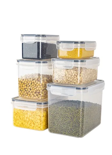 6-Pcs Plastic Lunch Box Set – Microwave, Freezer &amp; Dishwasher Safe Food Storage Containers C8-12