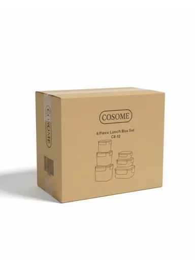 6-Pcs Plastic Lunch Box Set – Microwave, Freezer &amp; Dishwasher Safe Food Storage Containers C8-12