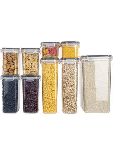 9-Pcs Plastic Lunch Box Set – Microwave, Freezer &amp; Dishwasher Safe Food Storage Containers C8-14