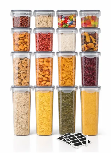 16-Pcs Plastic Lunch Box Set – Microwave, Freezer &amp; Dishwasher Safe Food Storage Containers C8-17