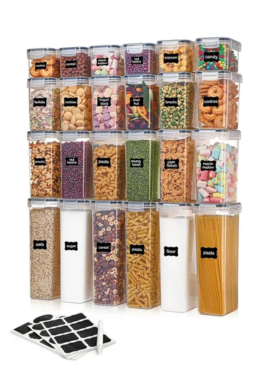 24-Pcs Plastic Lunch Box Set – Microwave, Freezer &amp; Dishwasher Safe Food Storage Containers C8-1