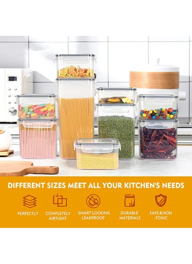 24-Pcs Plastic Lunch Box Set – Microwave, Freezer &amp; Dishwasher Safe Food Storage Containers C8-1