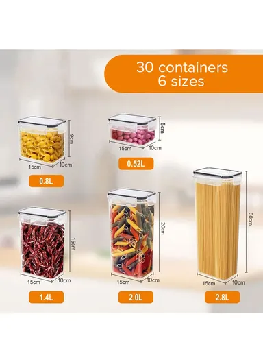 30-Pcs Plastic Lunch Box Set – Microwave, Freezer &amp; Dishwasher Safe Food Storage Containers C8-2