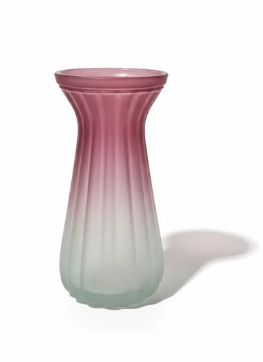 Waisted Frosted Vase, Matte Elegant Flower Desk Decorative Glass Vase (D10 x H22)cm - Red