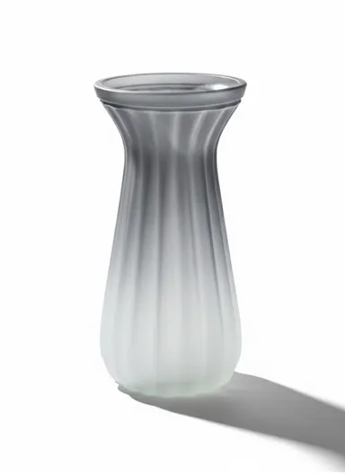 Waisted Frosted Vase, Matte Elegant Flower Desk Decorative Glass Vase (D10 x H22)cm - Gray