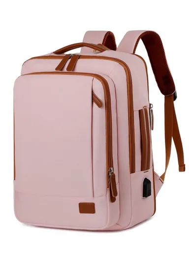 15.6" Expandable Laptop Backpack Multi-Functional Travel Bag with USB Charging Port, Multi-Compartment, Lightweight &amp; Comfortable Design 3638 - Pink