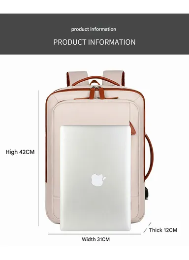 15.6" Expandable Laptop Backpack Multi-Functional Travel Bag with USB Charging Port, Multi-Compartment, Lightweight &amp; Comfortable Design 3638 - Pink
