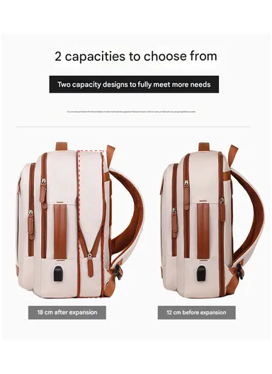 15.6" Expandable Laptop Backpack Multi-Functional Travel Bag with USB Charging Port, Multi-Compartment, Lightweight &amp; Comfortable Design 3638 - Pink