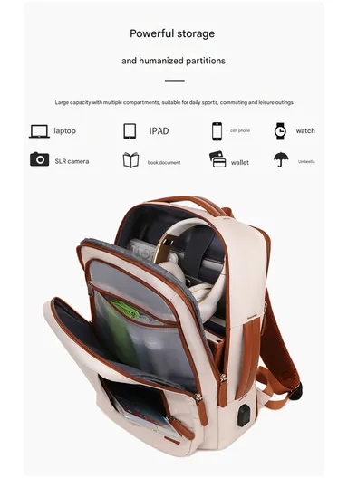 15.6" Expandable Laptop Backpack Multi-Functional Travel Bag with USB Charging Port, Multi-Compartment, Lightweight &amp; Comfortable Design 3638 - Pink