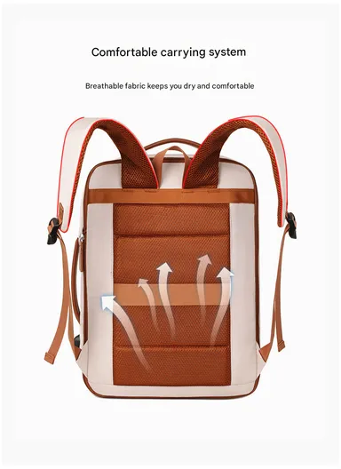 15.6" Expandable Laptop Backpack Multi-Functional Travel Bag with USB Charging Port, Multi-Compartment, Lightweight &amp; Comfortable Design 3638 - Pink