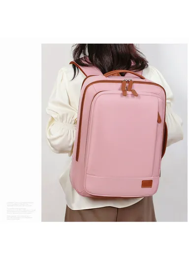 15.6" Expandable Laptop Backpack Multi-Functional Travel Bag with USB Charging Port, Multi-Compartment, Lightweight &amp; Comfortable Design 3638 - Pink