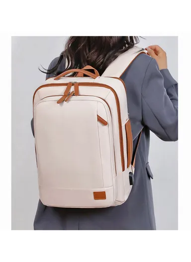 15.6" Expandable Laptop Backpack Multi-Functional Travel Bag with USB Charging Port, Multi-Compartment, Lightweight &amp; Comfortable Design 3638 - Pink