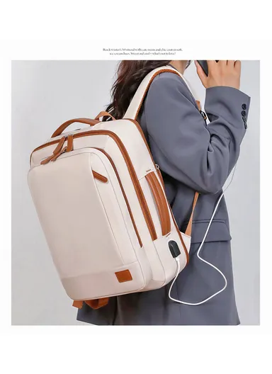 15.6" Expandable Laptop Backpack Multi-Functional Travel Bag with USB Charging Port, Multi-Compartment, Lightweight &amp; Comfortable Design 3638 - Pink