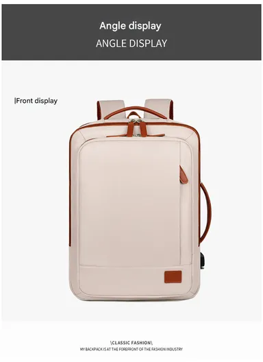 15.6" Expandable Laptop Backpack Multi-Functional Travel Bag with USB Charging Port, Multi-Compartment, Lightweight &amp; Comfortable Design 3638 - Pink