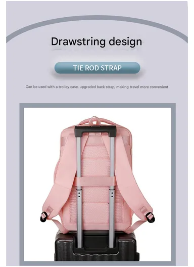 17-inch Laptop Waterproof Backpack With USB Charging Port For Travel &amp; School (W30 x D17 x H45) cm - Pink