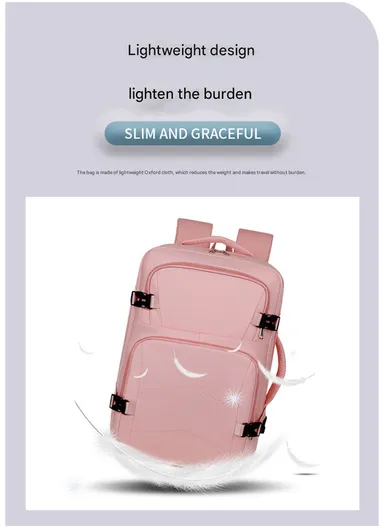 17-inch Laptop Waterproof Backpack With USB Charging Port For Travel &amp; School (W30 x D17 x H45) cm - Pink