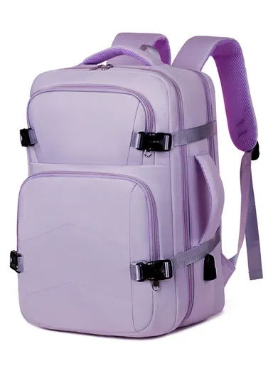 17-inch Laptop Waterproof Backpack With USB Charging Port For Travel &amp; School (W30 x D17 x H45) cm - Purple