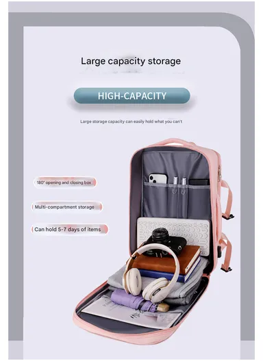 17-inch Laptop Waterproof Backpack With USB Charging Port For Travel &amp; School (W30 x D17 x H45) cm - Purple