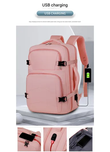 17-inch Laptop Waterproof Backpack With USB Charging Port For Travel &amp; School (W30 x D17 x H45) cm - Purple