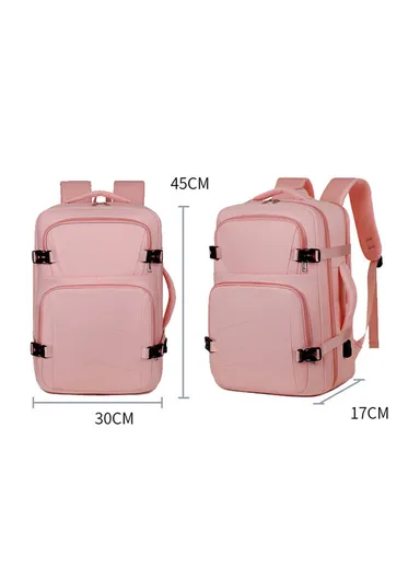 17-inch Laptop Waterproof Backpack With USB Charging Port For Travel &amp; School (W30 x D17 x H45) cm - OffWhite