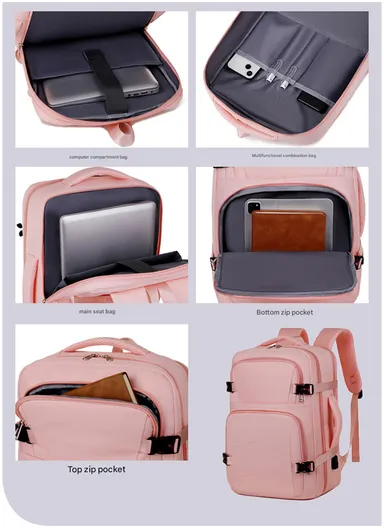 17-inch Laptop Waterproof Backpack With USB Charging Port For Travel &amp; School (W30 x D17 x H45) cm - OffWhite